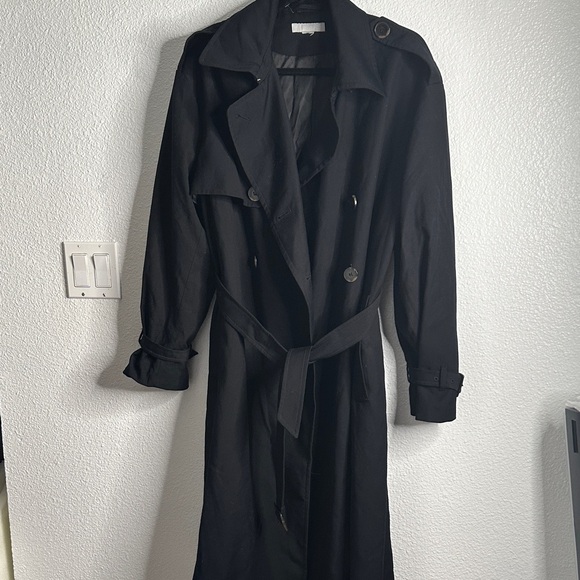 H&M Black double breasted Trench Coat size L - Picture 4 of 15